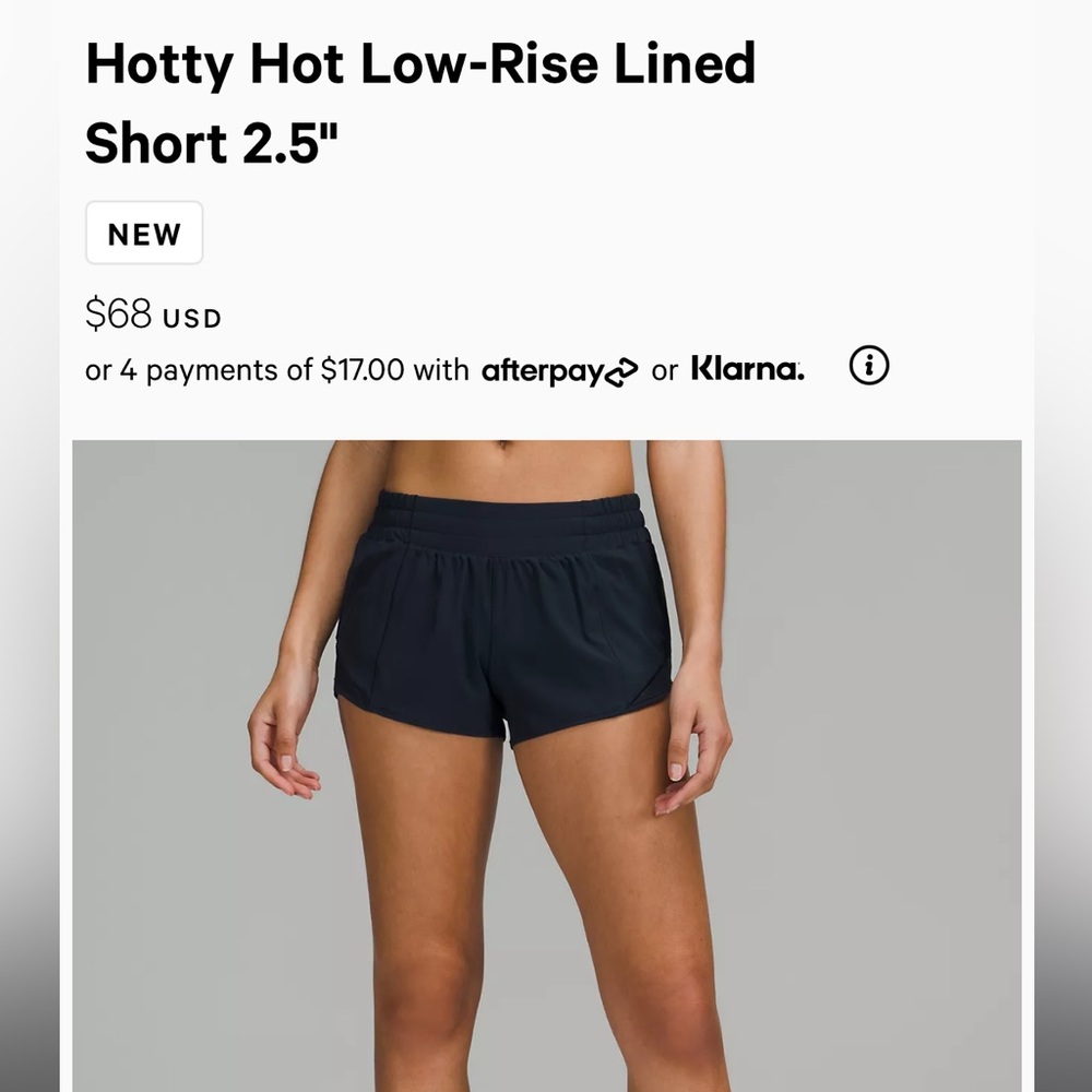 Navy Hotty Hot Low-Rise Lined Short 2.5 inch. Love these just too small ☺️